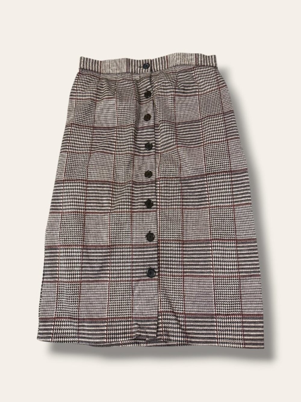 Anthony Richards Skirt Womens L Button Front Plaid Houndstooth Black White